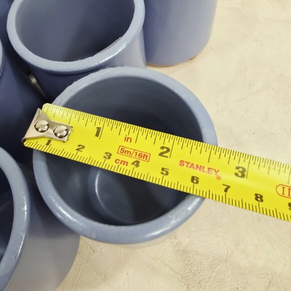 Set of 8 Fermière Cermer Yogurt Pots Crocks Jars French Blue - Picture 8 of 11